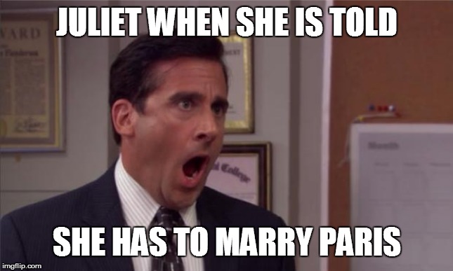 noooooo | JULIET WHEN SHE IS TOLD; SHE HAS TO MARRY PARIS | image tagged in noooooo | made w/ Imgflip meme maker