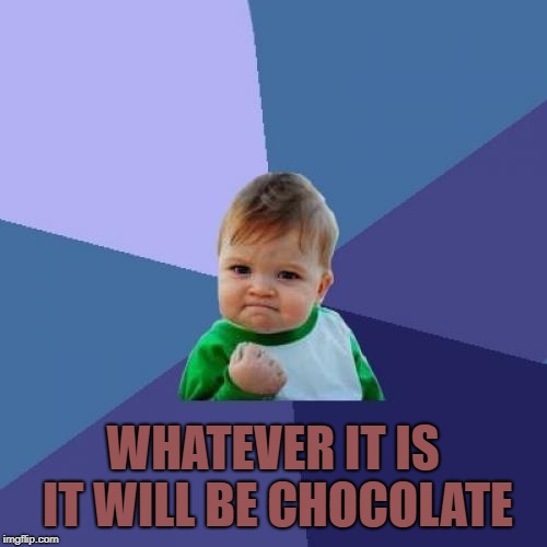 Success Kid Meme | WHATEVER IT IS IT WILL BE CHOCOLATE | image tagged in memes,success kid | made w/ Imgflip meme maker