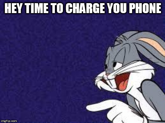 Bugs Bunny Explains | HEY TIME TO CHARGE YOU PHONE | image tagged in bugs bunny explains | made w/ Imgflip meme maker