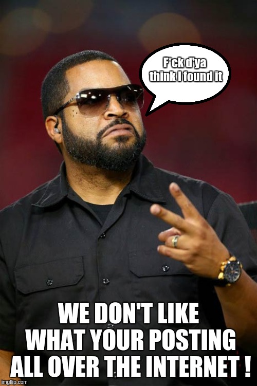 #THEGREATAWAKENING | F*ck d'ya think I found it; WE DON'T LIKE WHAT YOUR POSTING ALL OVER THE INTERNET ! | image tagged in the great awakening,ice cube | made w/ Imgflip meme maker