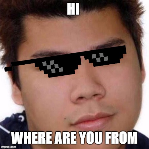 HI; WHERE ARE YOU FROM | image tagged in asian sticker | made w/ Imgflip meme maker