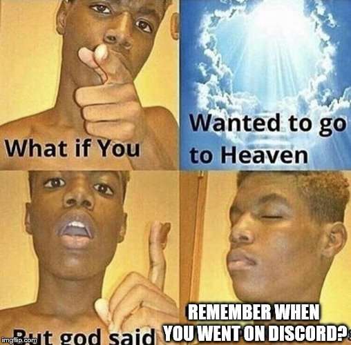 What If You Wanted To Go To Heaven | REMEMBER WHEN YOU WENT ON DISCORD? | image tagged in what if you wanted to go to heaven | made w/ Imgflip meme maker