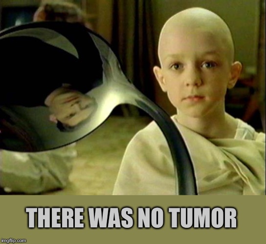 Spoon matrix | THERE WAS NO TUMOR | image tagged in spoon matrix | made w/ Imgflip meme maker