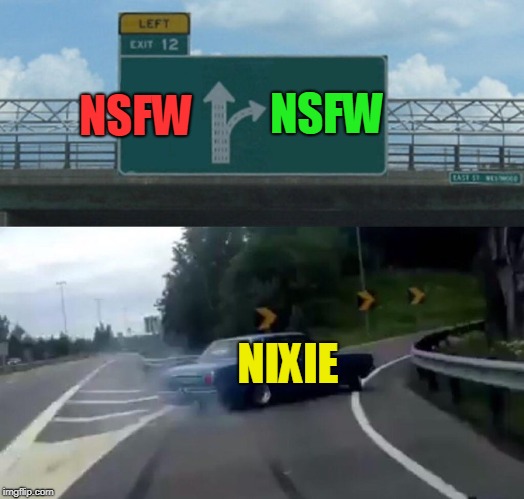 Left Exit 12 Off Ramp Meme | NSFW NIXIE NSFW | image tagged in memes,left exit 12 off ramp | made w/ Imgflip meme maker