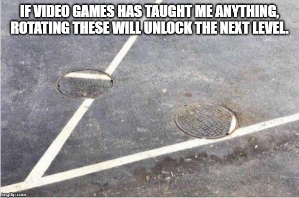 IF VIDEO GAMES HAS TAUGHT ME ANYTHING, ROTATING THESE WILL UNLOCK THE NEXT LEVEL. | image tagged in video games | made w/ Imgflip meme maker