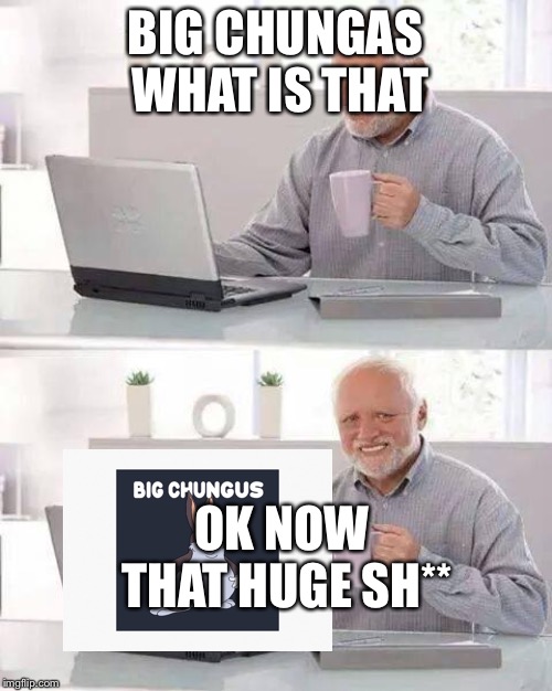 Hide the Pain Harold | BIG CHUNGAS WHAT IS THAT; OK NOW THAT HUGE SH** | image tagged in memes,hide the pain harold | made w/ Imgflip meme maker