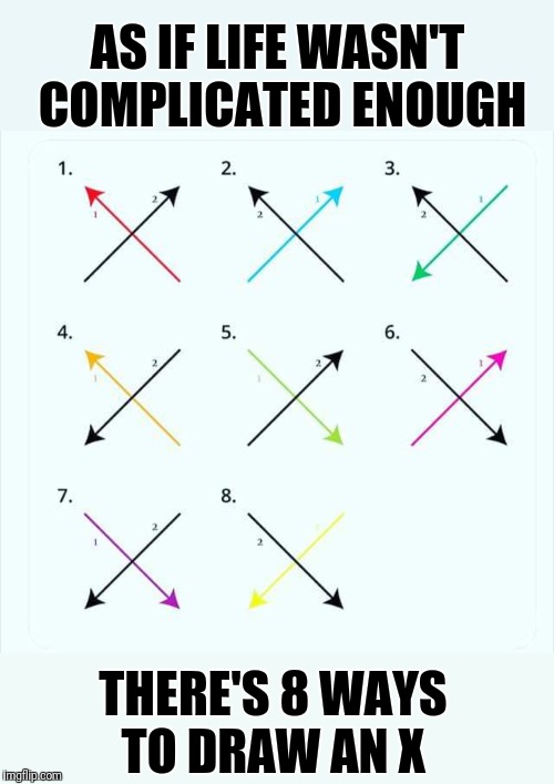 The X Factor | AS IF LIFE WASN'T COMPLICATED ENOUGH; THERE'S 8 WAYS TO DRAW AN X | image tagged in who knew,x x everywhere | made w/ Imgflip meme maker