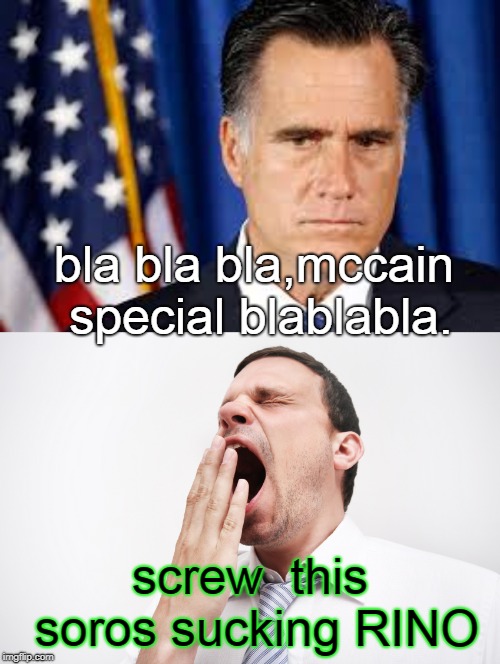 who is not sick of these republicans in name only like mittens acting so special. | bla bla bla,mccain special blablabla. screw  this soros sucking RINO | image tagged in yawn,rino romney,special liberals,memes | made w/ Imgflip meme maker