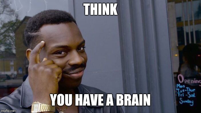 Roll Safe Think About It | THINK; YOU HAVE A BRAIN | image tagged in memes,roll safe think about it | made w/ Imgflip meme maker