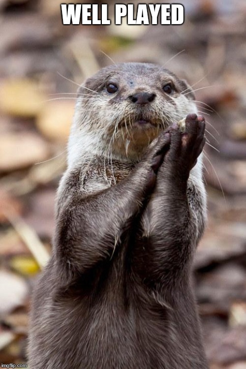 Slow-Clap Otter | WELL PLAYED | image tagged in slow-clap otter | made w/ Imgflip meme maker