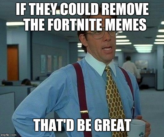 That Would Be Great Meme | IF THEY COULD REMOVE  THE FORTNITE MEMES; THAT'D BE GREAT | image tagged in memes,that would be great | made w/ Imgflip meme maker