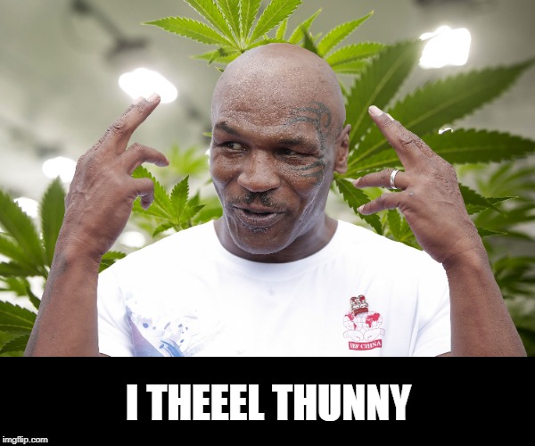 I THEEEL THUNNY | image tagged in weed,mike tyson | made w/ Imgflip meme maker