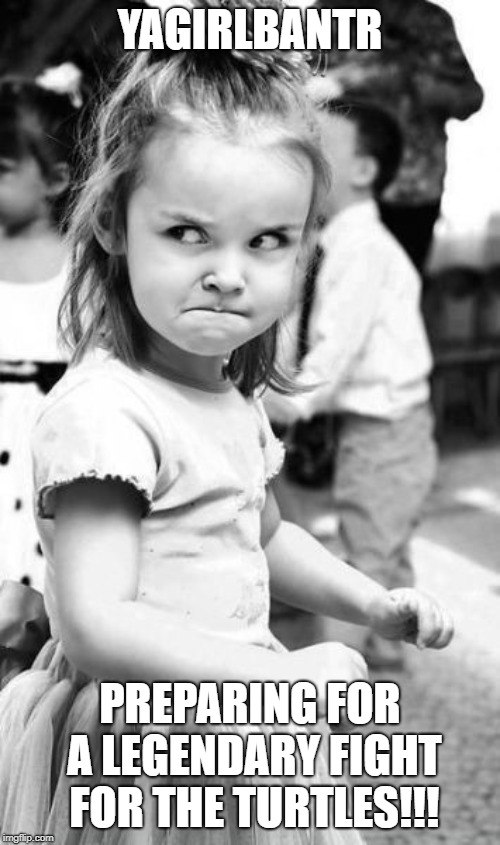 Angry Toddler Meme | YAGIRLBANTR; PREPARING FOR A LEGENDARY FIGHT FOR THE TURTLES!!! | image tagged in memes,angry toddler | made w/ Imgflip meme maker