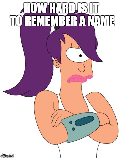 Leela Not Happy | HOW HARD IS IT TO REMEMBER A NAME | image tagged in leela not happy | made w/ Imgflip meme maker