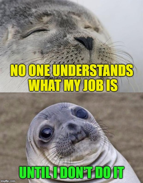 Long day, time for beers and couch... | NO ONE UNDERSTANDS WHAT MY JOB IS; UNTIL I DON'T DO IT | image tagged in memes,short satisfaction vs truth,long day,i am job | made w/ Imgflip meme maker