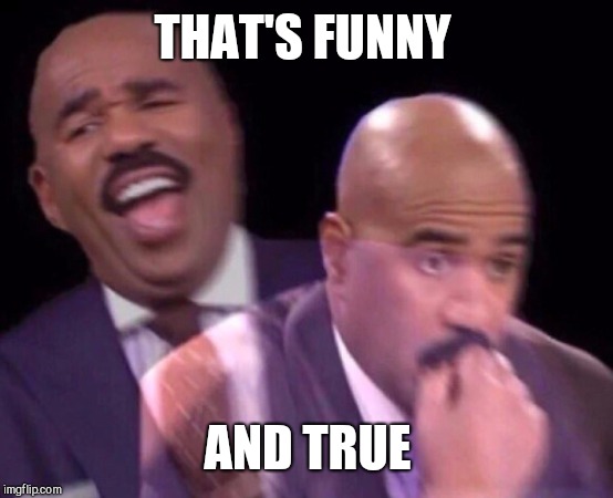 Steve Harvey Laughing Serious | THAT'S FUNNY AND TRUE | image tagged in steve harvey laughing serious | made w/ Imgflip meme maker