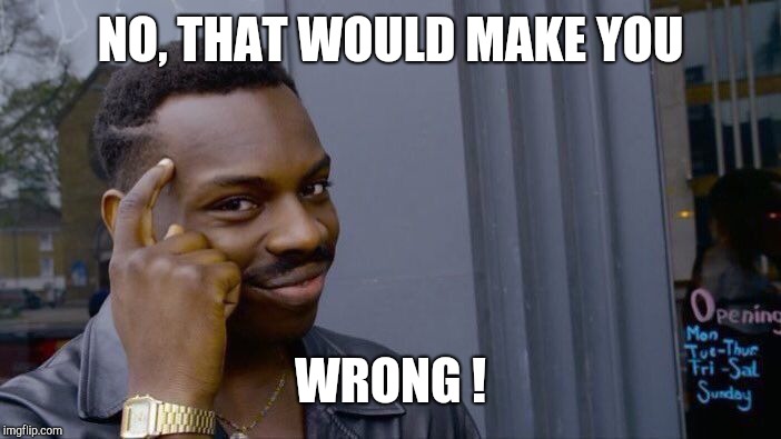 Roll Safe Think About It Meme | NO, THAT WOULD MAKE YOU WRONG ! | image tagged in memes,roll safe think about it | made w/ Imgflip meme maker