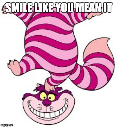 Chesire cat | SMILE LIKE YOU MEAN IT | image tagged in chesire cat | made w/ Imgflip meme maker