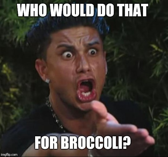 DJ Pauly D Meme | WHO WOULD DO THAT FOR BROCCOLI? | image tagged in memes,dj pauly d | made w/ Imgflip meme maker