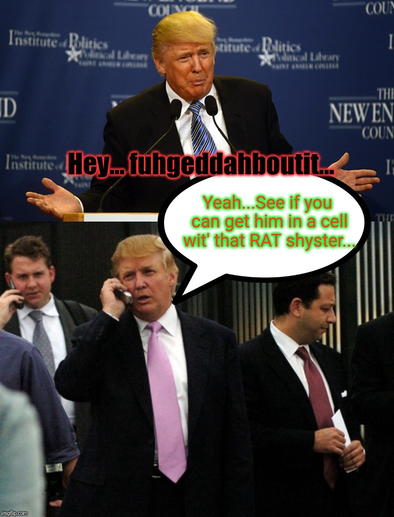 Hey... fuhgeddahboutit... Yeah...See if you can get him in a cell wit' that RAT shyster... | made w/ Imgflip meme maker