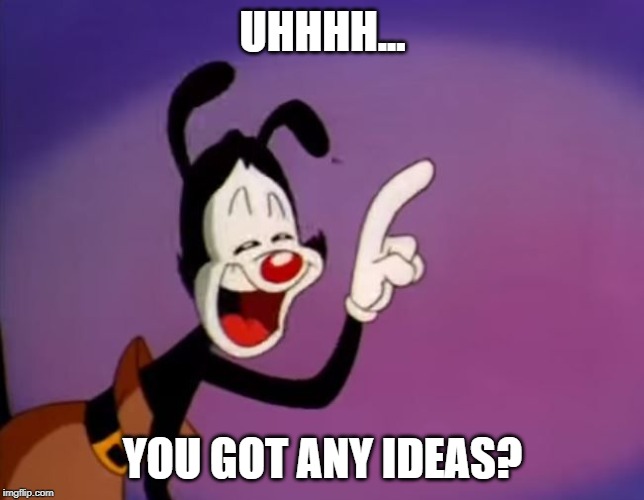 Yakko ran out of Ideas | UHHHH... YOU GOT ANY IDEAS? | image tagged in yakko | made w/ Imgflip meme maker