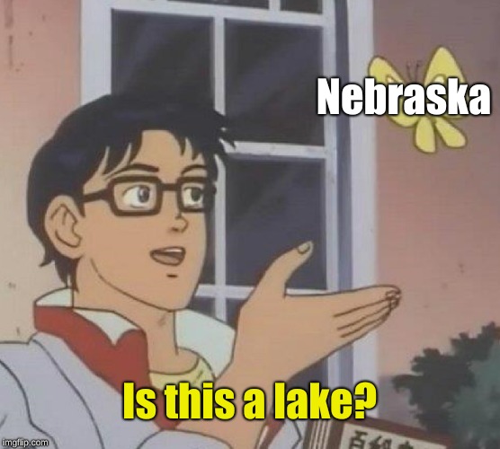 Is This A Pigeon Meme | Nebraska Is this a lake? | image tagged in memes,is this a pigeon | made w/ Imgflip meme maker