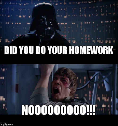 Star Wars No Meme | DID YOU DO YOUR HOMEWORK NOOOOOOOOO!!! | image tagged in memes,star wars no | made w/ Imgflip meme maker