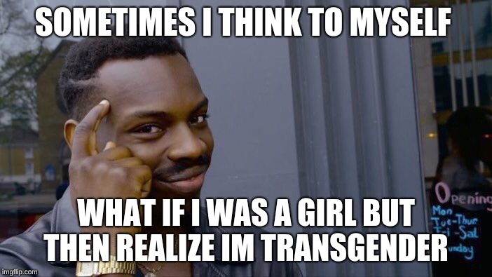 Roll Safe Think About It Meme | SOMETIMES I THINK TO MYSELF; WHAT IF I WAS A GIRL BUT THEN REALIZE IM TRANSGENDER | image tagged in memes,roll safe think about it | made w/ Imgflip meme maker