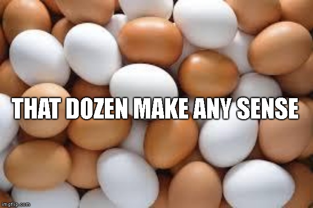 eggs | THAT DOZEN MAKE ANY SENSE | image tagged in eggs | made w/ Imgflip meme maker