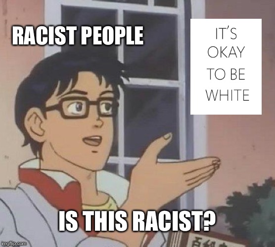 Yet again the far left go way too far. How exactly are they any better than the far right? | RACIST PEOPLE; IS THIS RACIST? | image tagged in memes,is this a pigeon | made w/ Imgflip meme maker