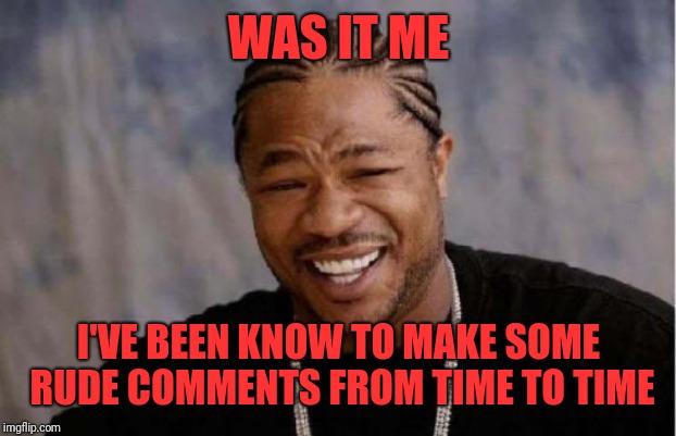 Yo Dawg Heard You Meme | WAS IT ME I'VE BEEN KNOW TO MAKE SOME RUDE COMMENTS FROM TIME TO TIME | image tagged in memes,yo dawg heard you | made w/ Imgflip meme maker