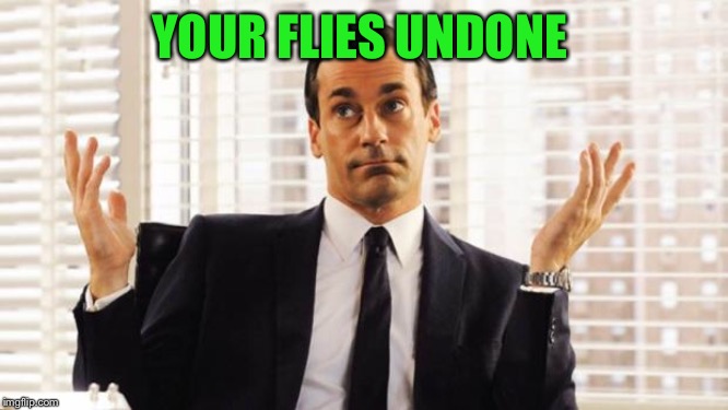 don draper | YOUR FLIES UNDONE | image tagged in don draper | made w/ Imgflip meme maker