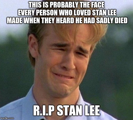 1990s First World Problems | THIS IS PROBABLY THE FACE EVERY PERSON WHO LOVED STAN LEE MADE WHEN THEY HEARD HE HAD SADLY DIED; R.I.P STAN LEE | image tagged in memes,1990s first world problems | made w/ Imgflip meme maker