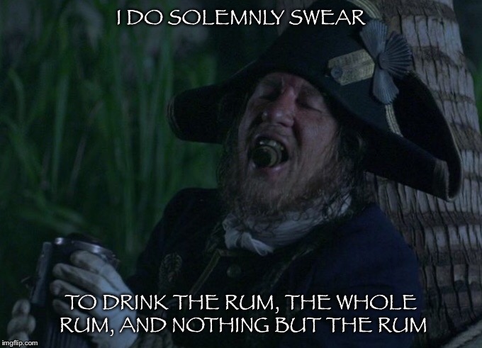 Pirates  | I DO SOLEMNLY SWEAR; TO DRINK THE RUM, THE WHOLE RUM, AND NOTHING BUT THE RUM | image tagged in why is the rum gone,pirate,pirates of the carribean | made w/ Imgflip meme maker