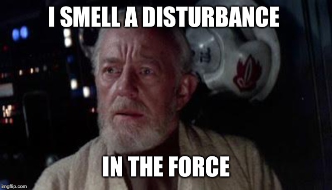 Disturbance in the force | I SMELL A DISTURBANCE IN THE FORCE | image tagged in disturbance in the force | made w/ Imgflip meme maker