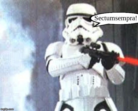 When you're disguised as a stormtrooper while fighting your way out of a hangar in the Death Star but give yourself away . . . . | Sectumsempra! | image tagged in star wars,harry potter,snape | made w/ Imgflip meme maker