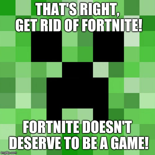 Scumbag Minecraft Meme | THAT'S RIGHT, GET RID OF FORTNITE! FORTNITE DOESN'T DESERVE TO BE A GAME! | image tagged in memes,scumbag minecraft | made w/ Imgflip meme maker