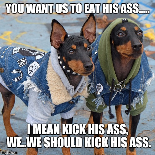 YOU WANT US TO EAT HIS ASS..... I MEAN KICK HIS ASS, WE..WE SHOULD KICK HIS ASS. | made w/ Imgflip meme maker