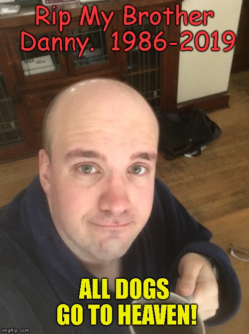 Goodbye Raydog and ALL Imgflip Dogs. He Luvs U | Rip My Brother Danny.  1986-2019; ALL DOGS GO TO HEAVEN! | image tagged in rip,raydog,i love you | made w/ Imgflip meme maker