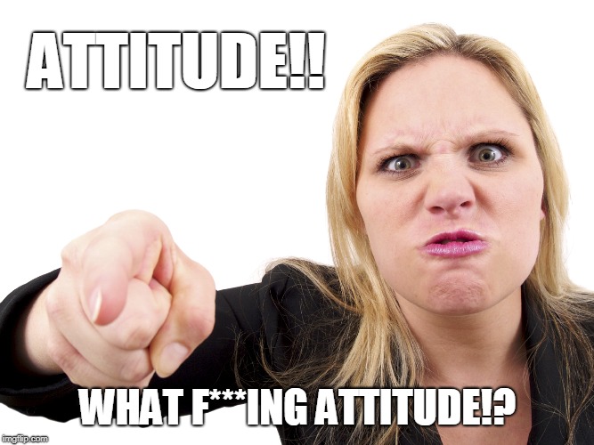 Attitude! | ATTITUDE!! WHAT F***ING ATTITUDE!? | image tagged in attitude | made w/ Imgflip meme maker