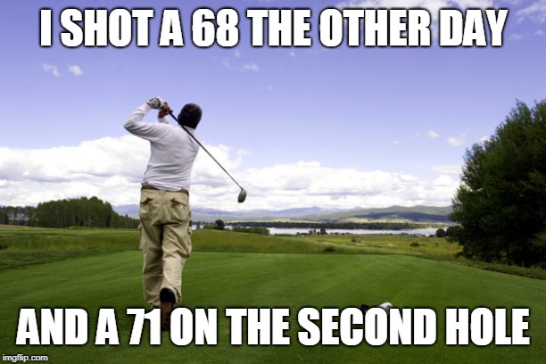 Golfer | I SHOT A 68 THE OTHER DAY AND A 71 ON THE SECOND HOLE | image tagged in golfer | made w/ Imgflip meme maker