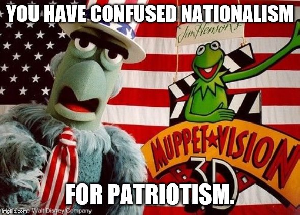 YOU HAVE CONFUSED NATIONALISM FOR PATRIOTISM. | made w/ Imgflip meme maker