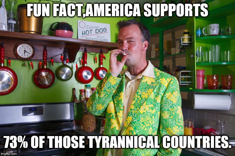 FUN FACT,AMERICA SUPPORTS 73% OF THOSE TYRANNICAL COUNTRIES. | made w/ Imgflip meme maker