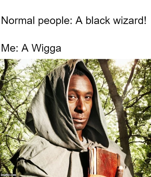 Spellthief? | Normal people: A black wizard! Me: A Wigga | image tagged in black wizard,wigga,normal people | made w/ Imgflip meme maker