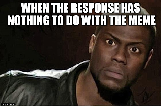 Kevin Hart Meme | WHEN THE RESPONSE HAS NOTHING TO DO WITH THE MEME | image tagged in memes,kevin hart | made w/ Imgflip meme maker