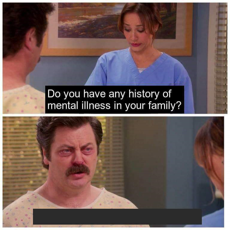 Do you have any history of mental ilness in your family? Blank Meme Template