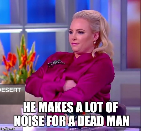 Meghan McCain | HE MAKES A LOT OF NOISE FOR A DEAD MAN | image tagged in meghan mccain | made w/ Imgflip meme maker