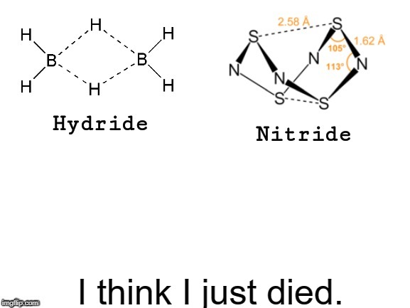 Hydride, Nitride, | I think I just died. | image tagged in hydride nitride | made w/ Imgflip meme maker