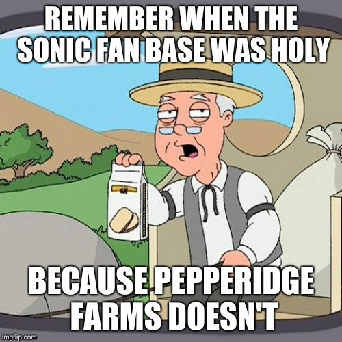 Pepperidge Farm Remembers Meme | REMEMBER WHEN THE SONIC FAN BASE WAS HOLY; BECAUSE PEPPERIDGE FARMS DOESN'T | image tagged in memes,pepperidge farm remembers | made w/ Imgflip meme maker