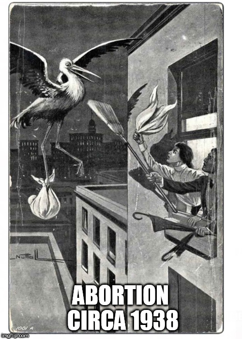 Stork | ABORTION CIRCA 1938 | image tagged in stork | made w/ Imgflip meme maker